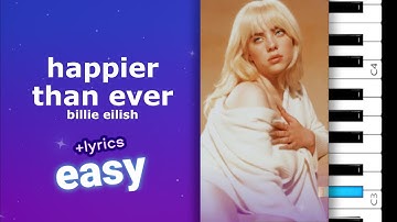 Billie Eilish - Happier Than Ever  EASY PIANO TUTORIAL