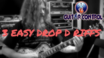 3 Easy Drop D Riffs - Cool Guitar Lesson On Heavy Metal Riffs