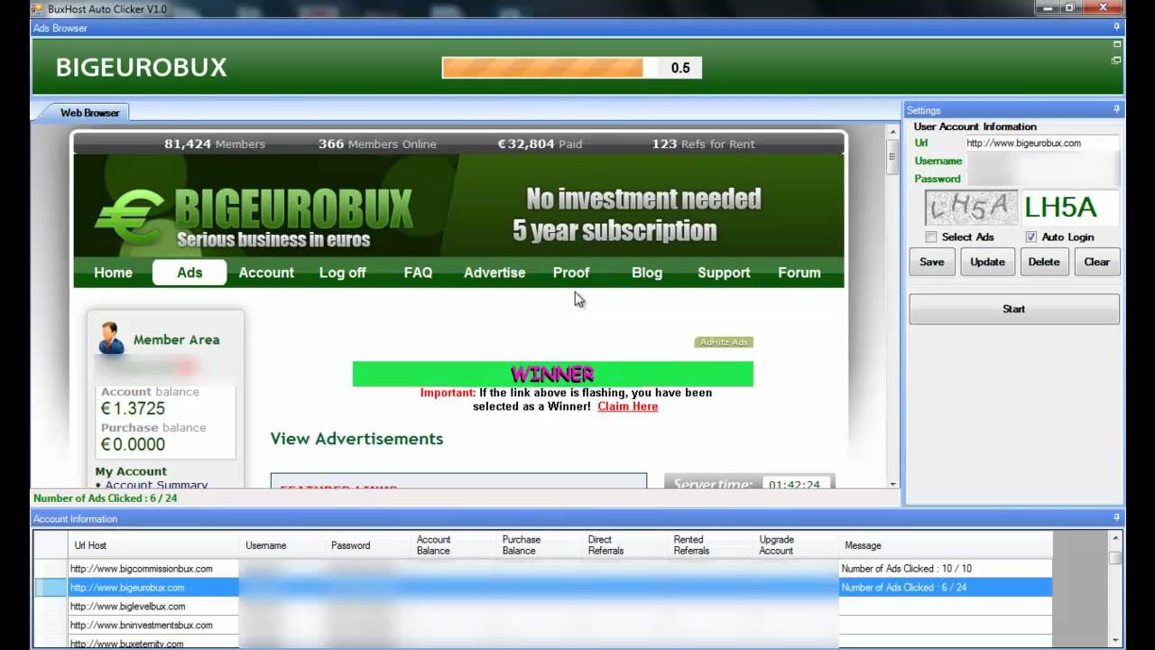BuxHost Auto Login, Auto Clicker Video 4