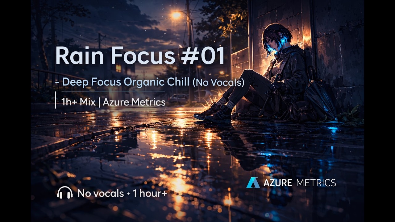 Rain Focus #01 — Deep Focus Organic Chill (No Vocals) | 1h+ Mix | Azure Metrics