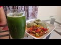 Callaloo cucumber dumplings w green juice