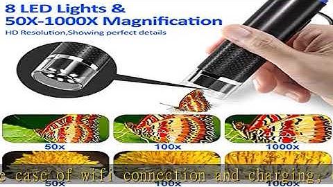 Wireless Digital Microscope, SKYBASIC 50X-1000X Magnification WiFi USB HD Portable Handheld Pocket