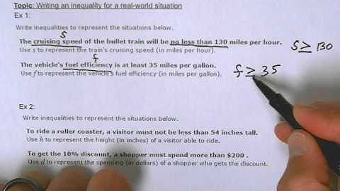 writing an inequality for a real world situation