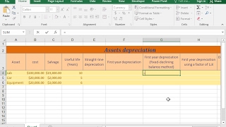 Use the DB function to calculate the depreciation of an asset (fixed-declining method) (Excel 2016)