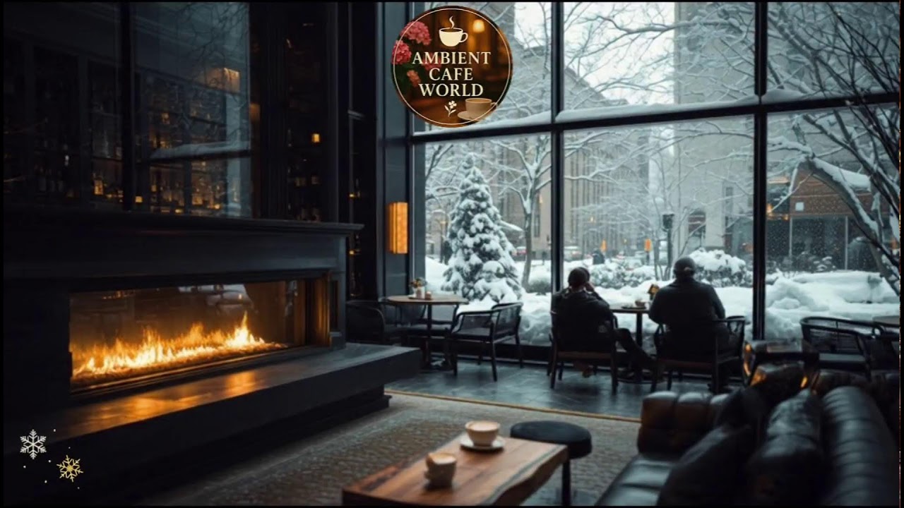 🔴 Calm Winter Night & Relaxing Jazz Background Music, Cozy Coffee Shop Ambience with Soft Jazz Music