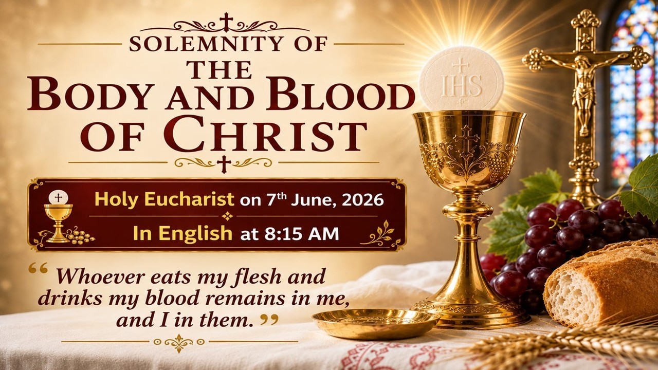 Sunday Live English Holy Eucharist | Holy Mass @ 8:15am, 07th Jun 2026, St. Joseph Church, Mira road