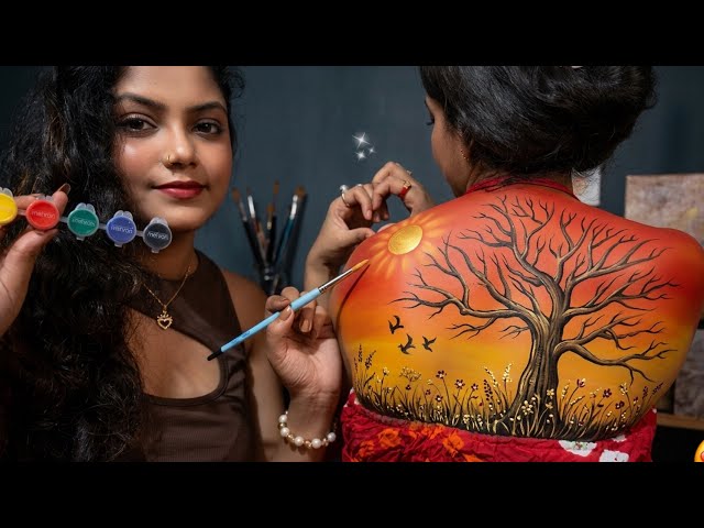 ASMR | Doing My Sister Relaxing Back Painting | 🎨😍