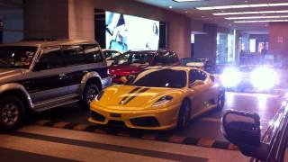 This yellow ferrari f430 with a scuderia bodykit was very loud in
person. i did not manage to film 3 hard revs.
