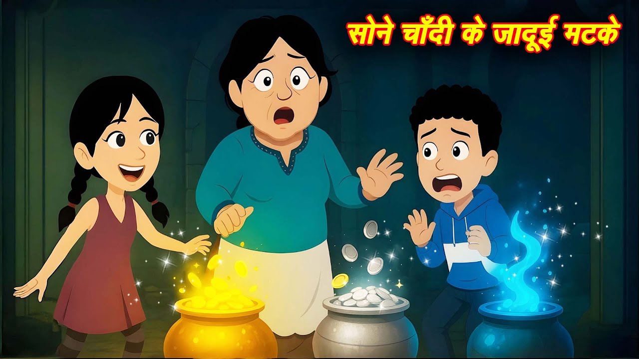 JADUI STORY सोने चाँदी के जादुई मटके JADUI CARTOON | HINDI KAHANIYA ...