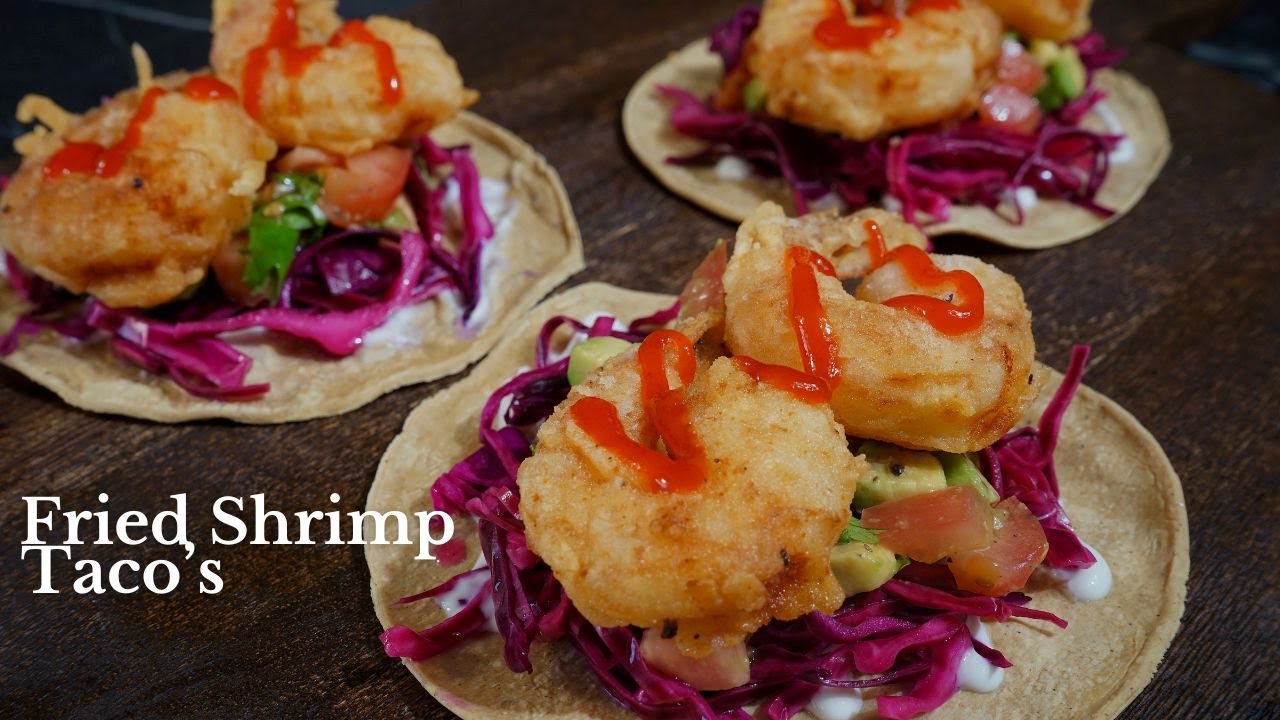Crispy Shrimp Taco's With Pickled Red Cabbage & Avocado Tomato Salsa | Crispy Shrimp Taco Recipe
