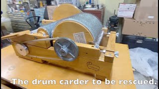 Drum carder rescue.   Replacing carding cloth on Pat Green carder.