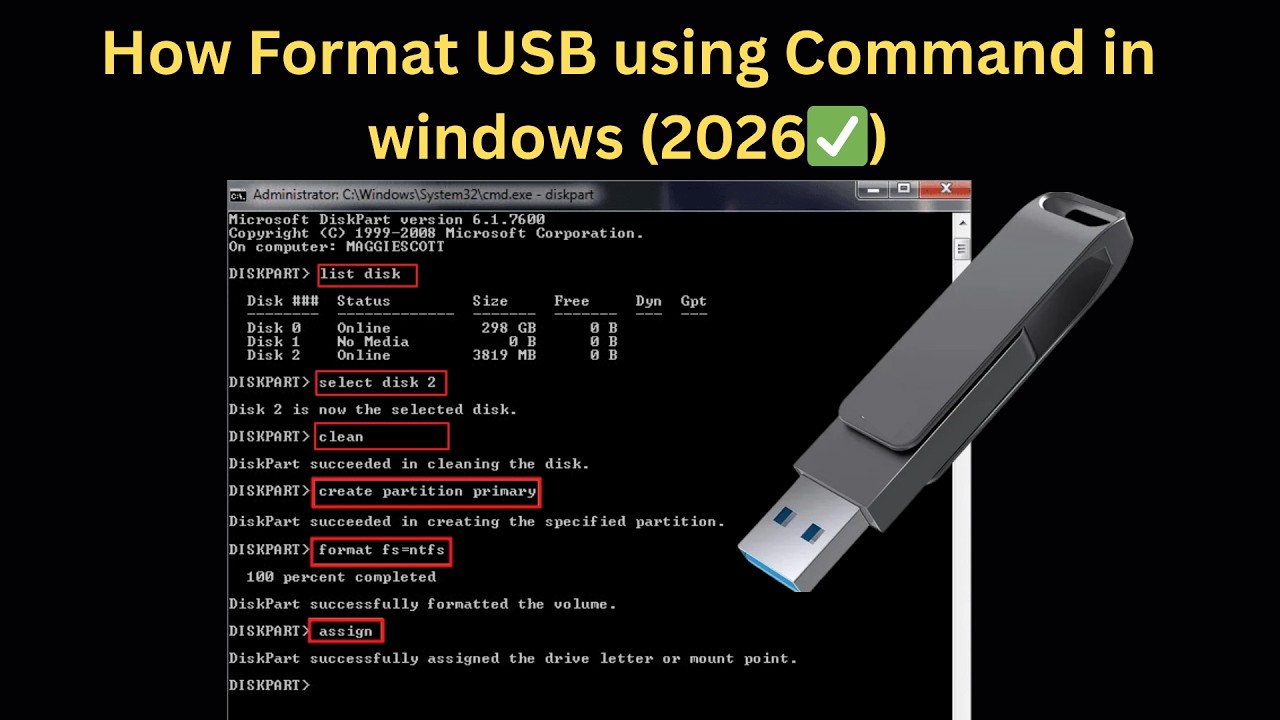 How Format USB using Command in windows (2026 ) - YouTube