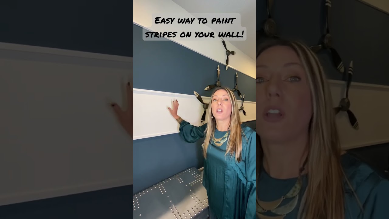 Easy Way to Paint Stripes on Your Bedroom Wall | Boys' Airplane Bedroom Idea