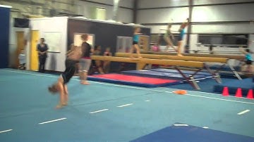 Kasey new tumbling pass: back 1 1/2 twist into punch front layout.
