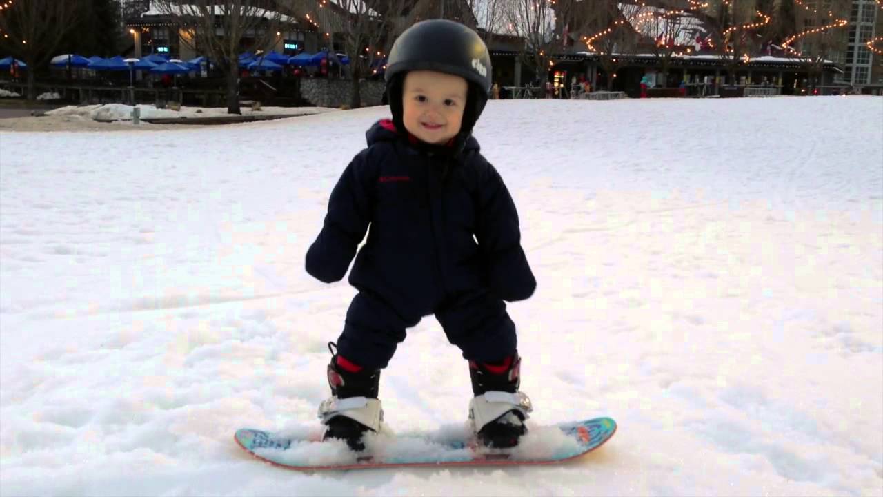 1 year old snowboarder