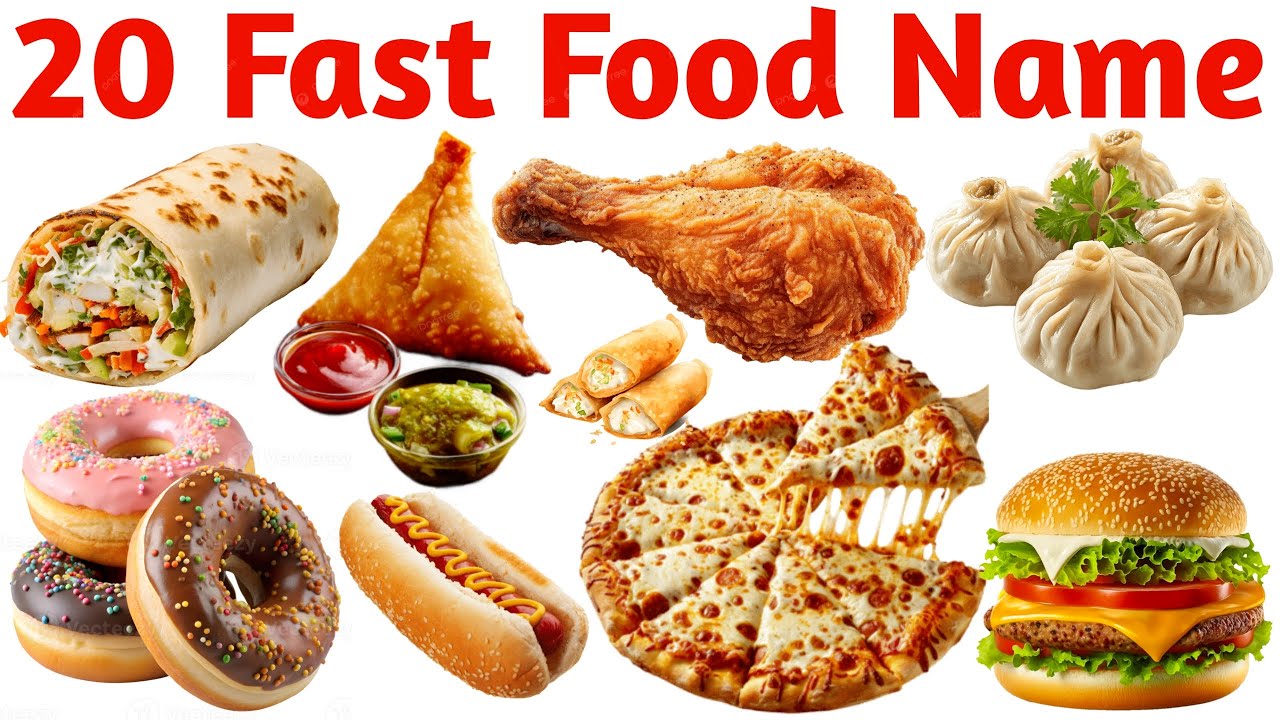 20 Fast Food Names with Pictures | Kids Learning Video | Fun Food Song for Toddlers & Preschool