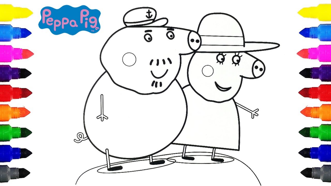 Peppa Pig Granny Pig and Grandpa Pig Coloring Pages for