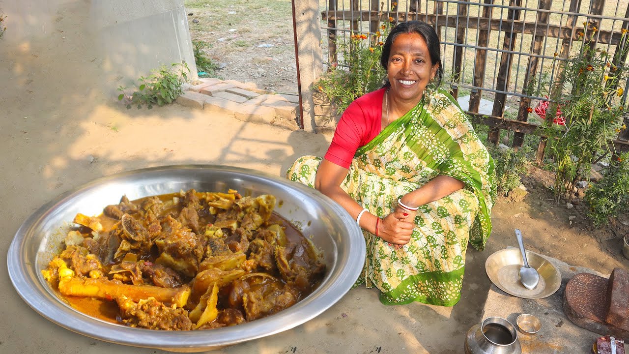 বাটা মসলায় খাসির মাথা টেংরি একসাথে রাঁধলাম | Khasir matha recipe | Mutton head curry