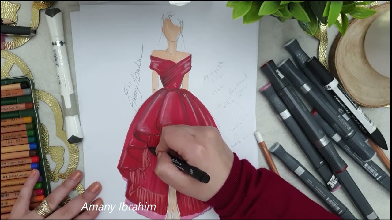إضافة الظل والنور على تصميم الأزياء/ِ Lights & shadows in the fashion design & illustrations