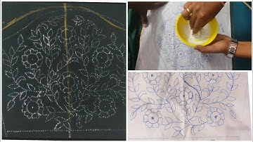 Aari work sleeve  tracing Design using trace  powder #aariworktracing #tracingoncloth #tracingmethod