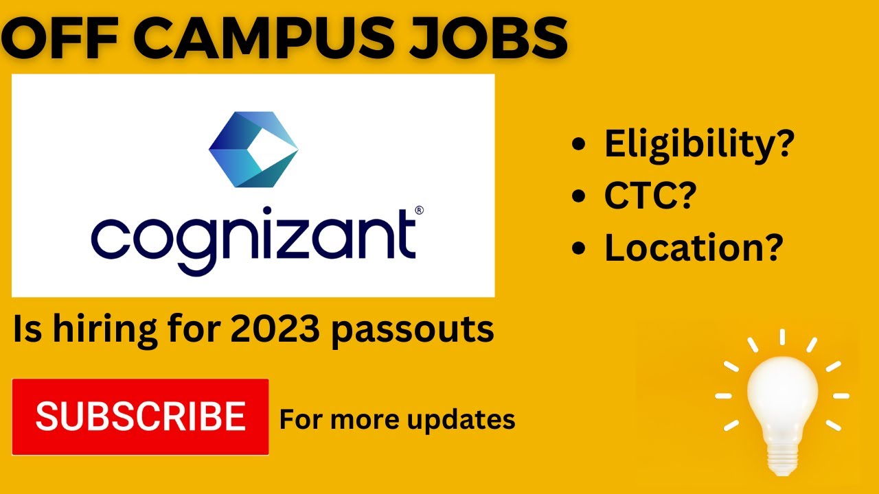 Cognizant Off Campus Hiring for 2023 Batch #2023jobs #jobsforfreshers ...