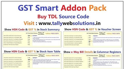 (Buy TDL Source Code Only Rs 40) GST HSN Smart Addon Pack in Tally Prime 6.2 | Tallywebsolutions