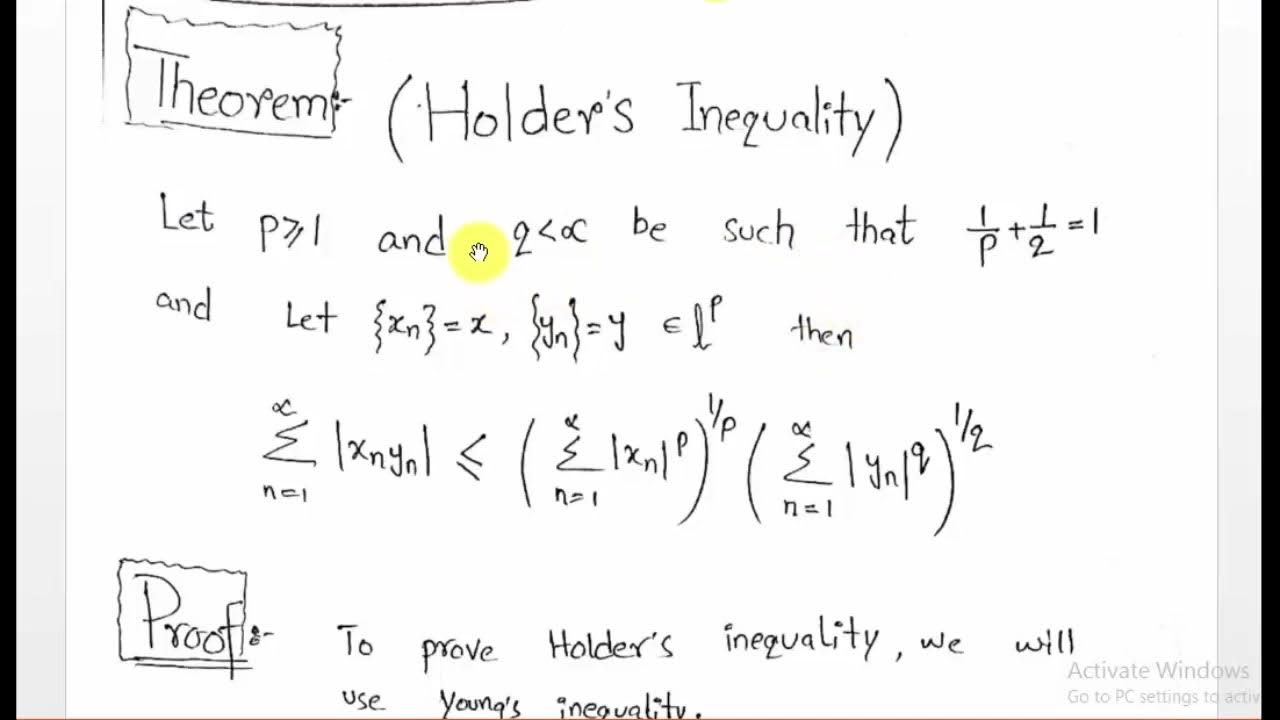 Holders inequality proof metric space maths by Zahfran YouTube