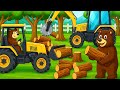 Farmer Farm Working And Driving a Tractor To Harvest Wood | Vehicles Farm