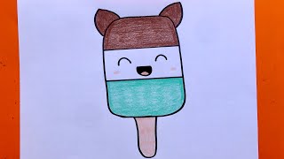 تعليم الرسم للأطفال/رسم آيس كريم/how to draw easy ice cream/cute ice cream drawing easy t