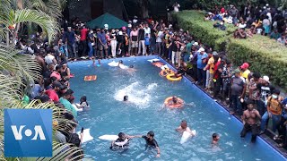 Sri Lanka Protesters Takeover Presidential Residence, Swim In Pool