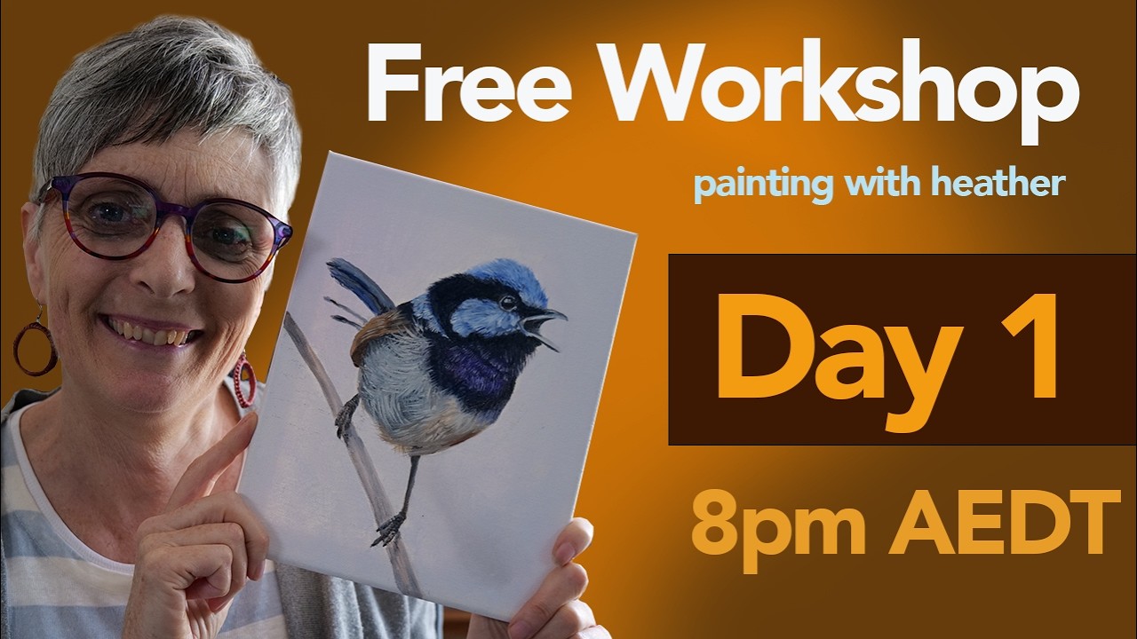 Photorealistic Oil Painting Workshop - Paint a Blue Wren - DAY 1 8PM AEDT