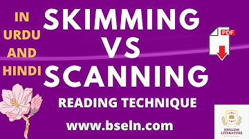 Skimming and Scanning Reading Techniques Explained In Urdu and Hindi With Book Notes.