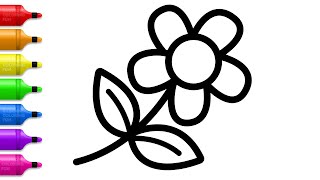 How to Draw Flower and Gardening Tools - Rainbow Coloring Fun