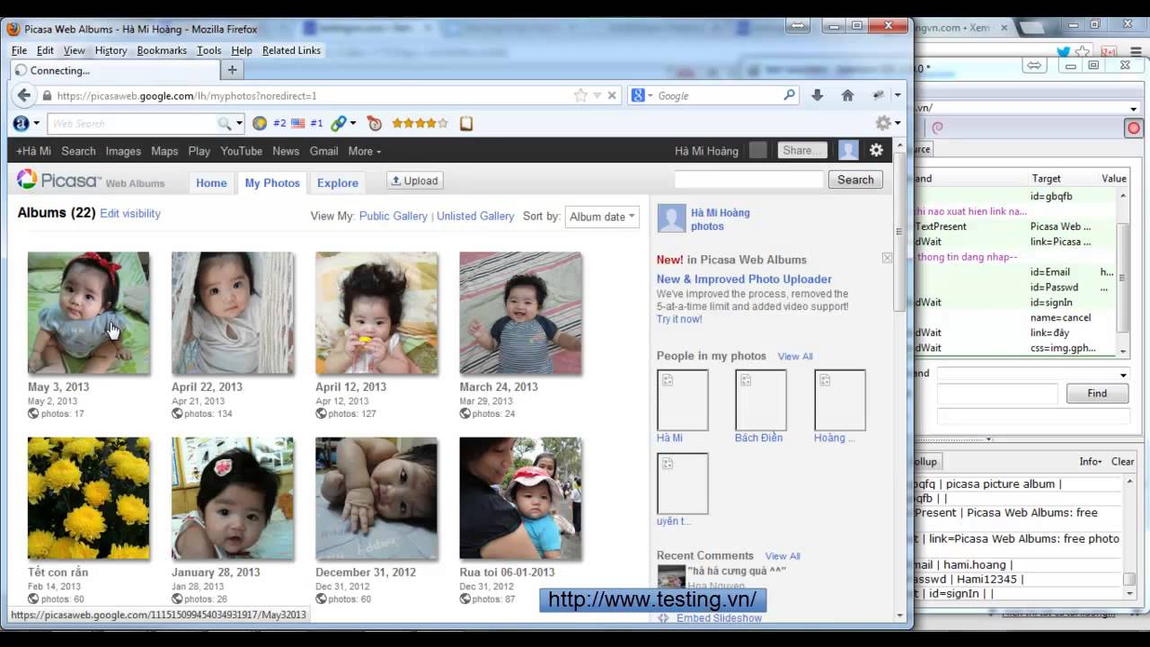 selenium record login picasa