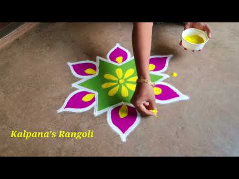 Tamil Puthandu Special flowers padi Kollam Easy Rangoli Pandaga design muggulu