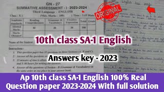 ?real ap 10th class sa1 english question paper 2023-24|10th class sa1 exam english answer key 2023