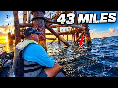 I Took My Fishing JET SKI 43 MILES Offshore to Fish THIS Abandoned Oil Rig!!