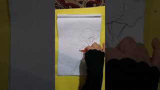 أسهل منظر طبيعي ممكن ترسمه بقلم الرصاص / شلال  ماء وأشجار