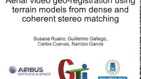 Aerial video geo-registration using terrain models from dense and coherent stereo matching