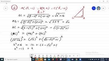 Find h such that the points A(3,-1),B (0, 2)and C(h,-2) are vertices of a right triangle at vertex A