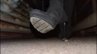 Cigarette Crush in Black High Suede Boots - Close Up