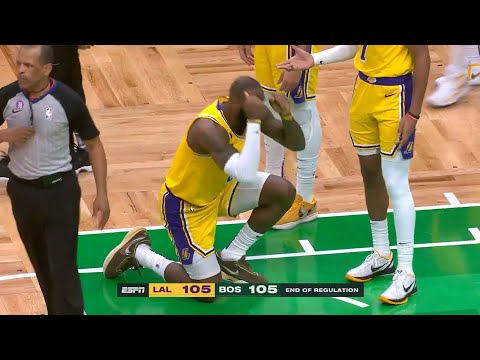 LeBron James was so upset and on his knees after no foul call on game winning shot vs Celtics