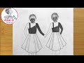 Best friend ❤pencil sketch - step by step /very easy/how to draw friendship day drawing /bff drawing