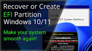 how to recover or create efi partition windows 10/11