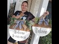 How to make a wood round welcome sign DIY,  DIY wood sign, Glowforge wood sign, farmhouse sign