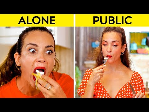 GIRLS IN PUBLIC VS GIRLS ALONE || How You Do Things Alone VS In Public! by 123 GO!