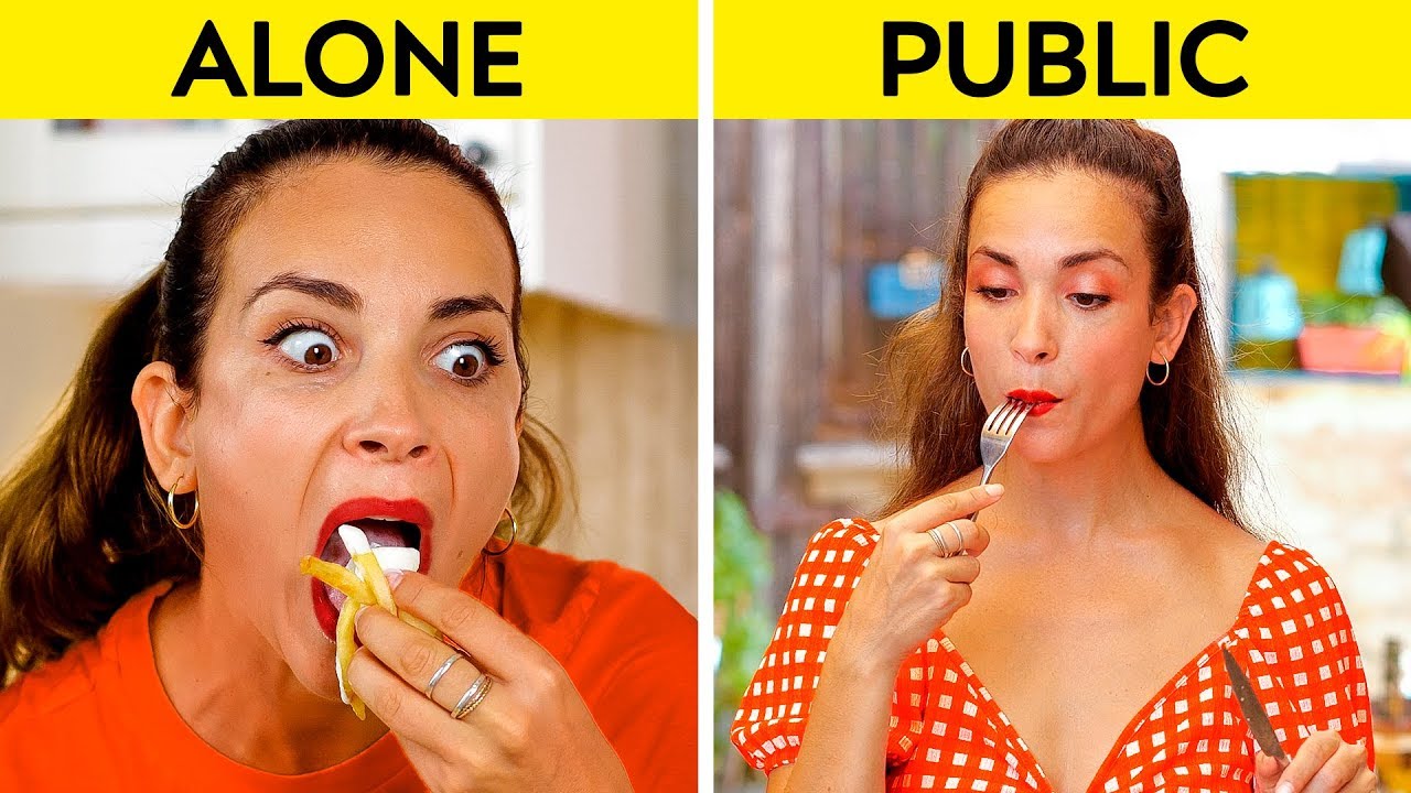 GIRLS IN PUBLIC VS GIRLS ALONE  How You Do Things Alone VS In Public by 123 GO