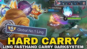GLOBAL LING FASTHAND GAMEPLAY HARD CARRY DARKSYSTEM ZILONG AGAINST PRO ENEMY (INTENSE MATCH)!!