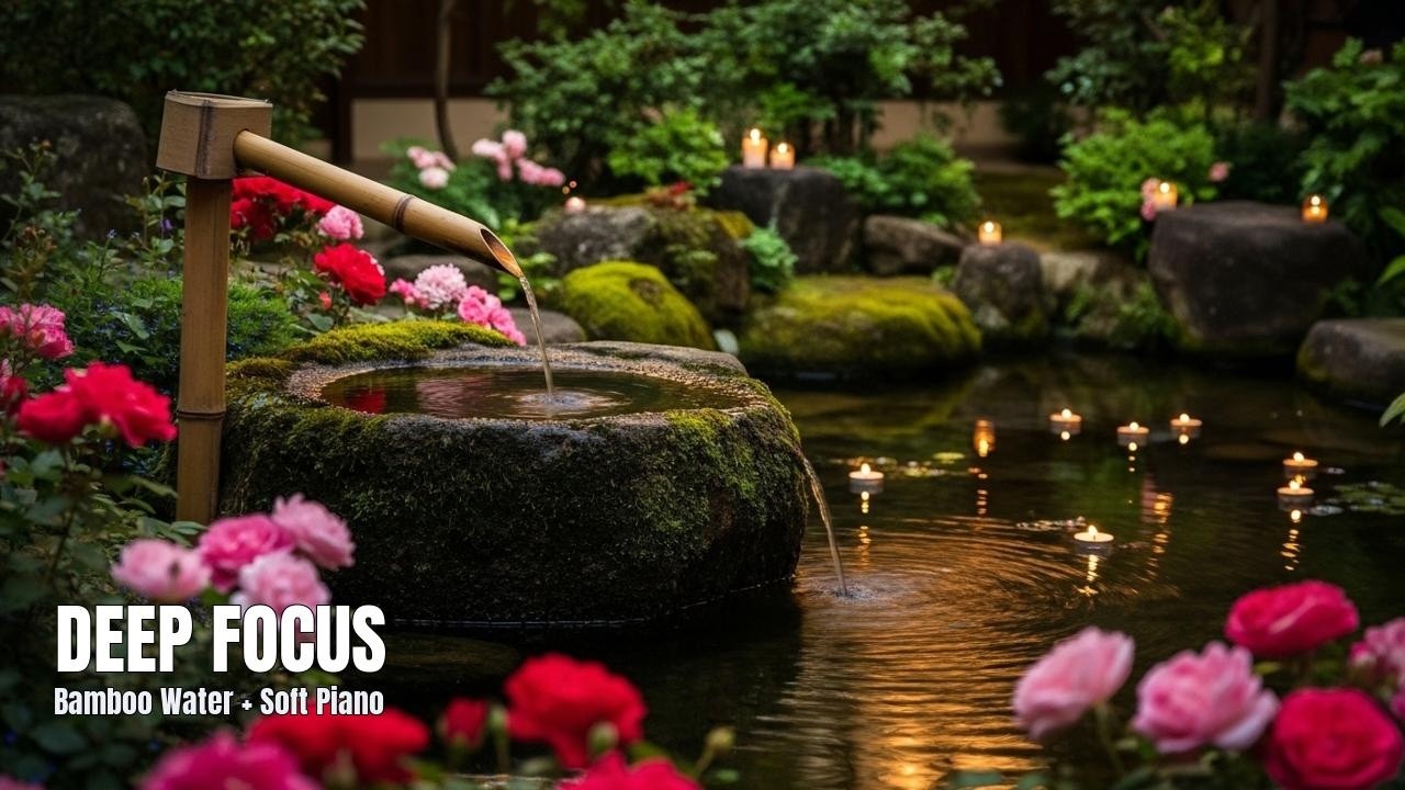 Deep Focus for Work & Study: Bamboo Water + Soft Piano (No Lyrics) • Live Soundscape