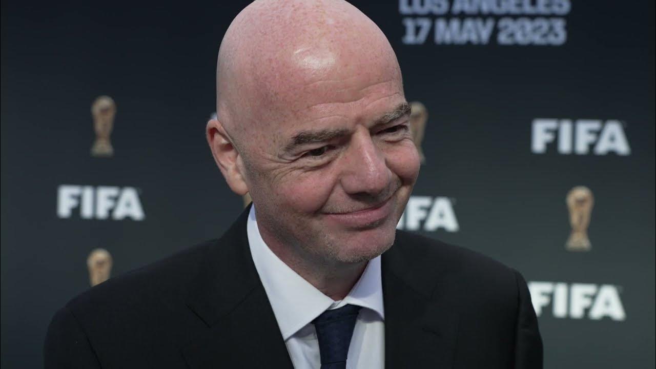 FIFA President, Gianni Infantino speaks at the unveiling of the FIFA World  Cup 26™ Official Brand 